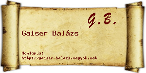 Gaiser Balázs névjegykártya